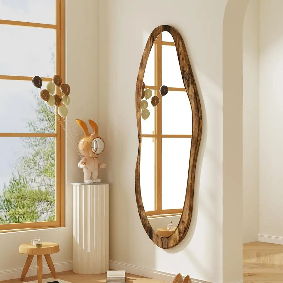 Large Mirrors with Wood Framed 47x20 Vintage Irregular Wall Mirror Living Room