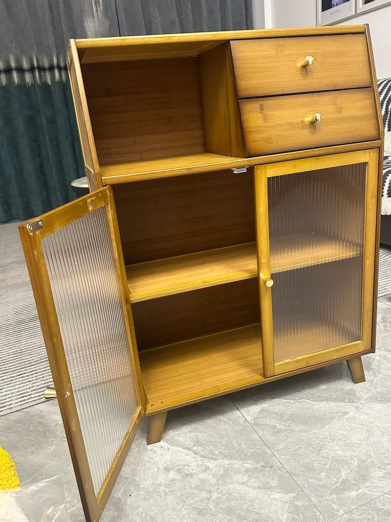 Bamboo solid wood kitchen cabinets furniture sideboard side table furniture