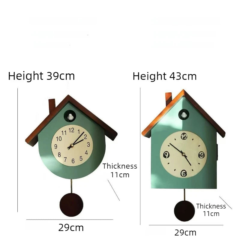 Wooden Cuckoo Bird Wall Clock Pendulum Creative Living Room Pendulum Clock
