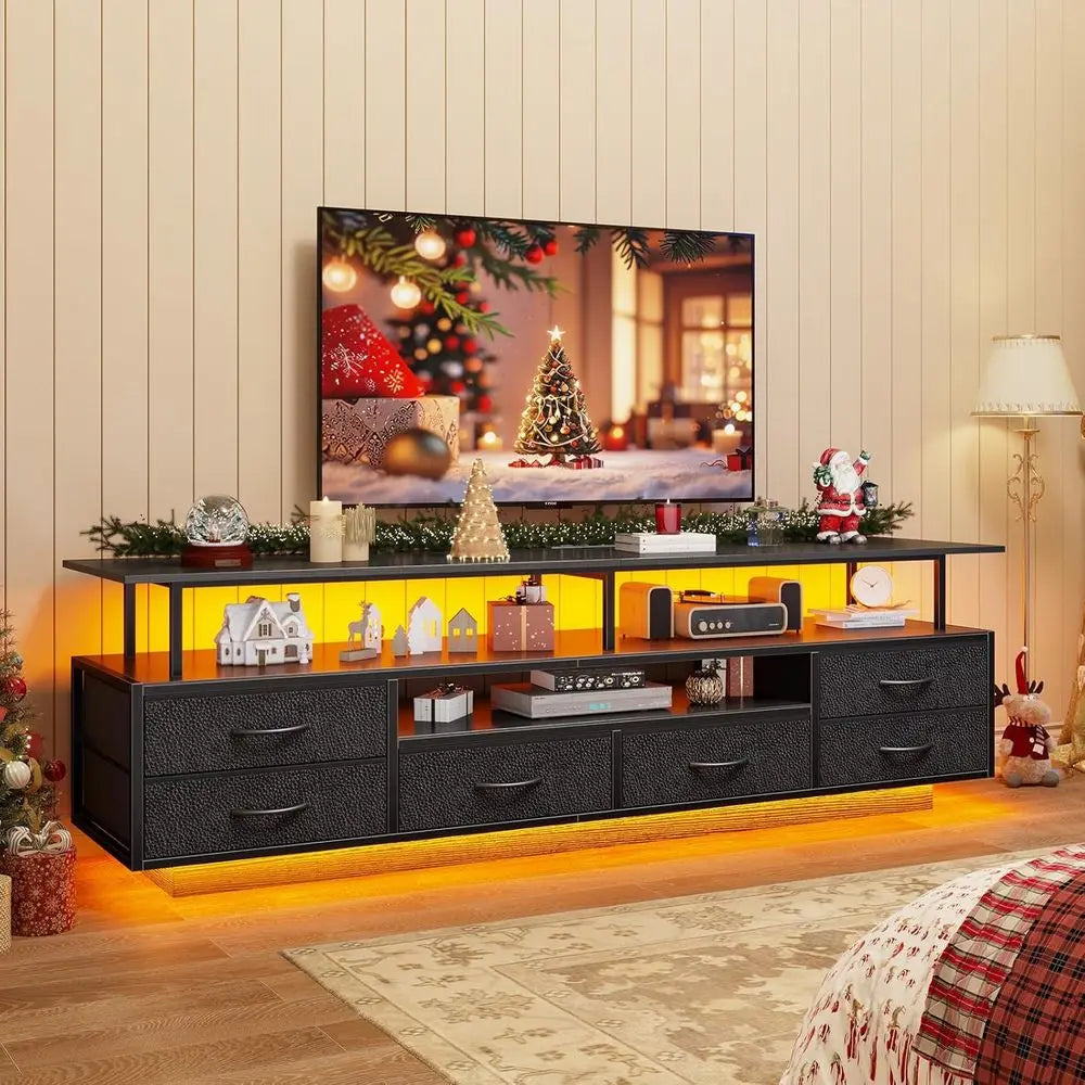 TV Stand or 65 70 Inches TV with LED Lights & Power Outlets Entertainment