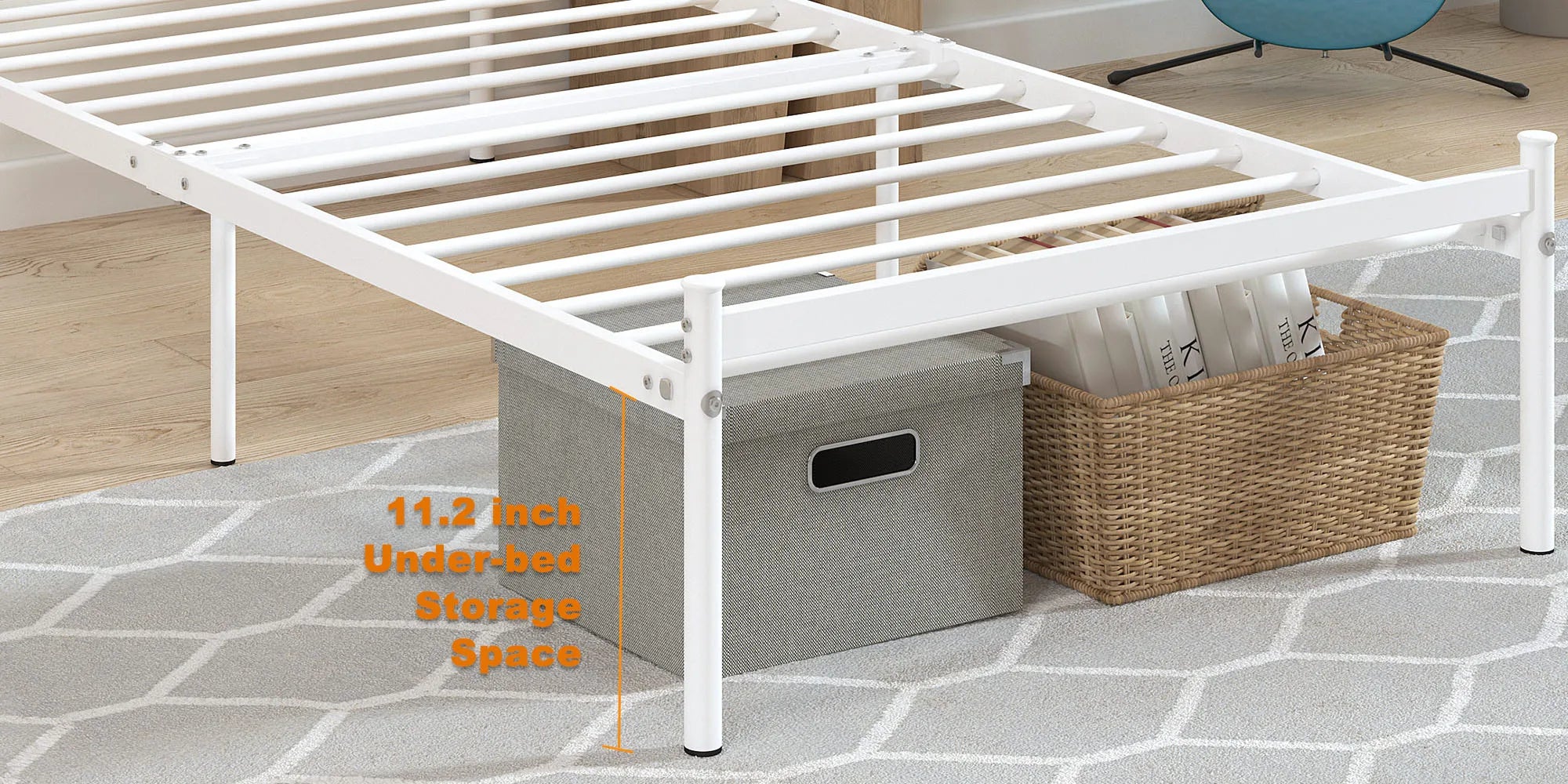 Twin Bed Frame with Headboard, Heavy Duty Metal Platform Bed with Under Bed
