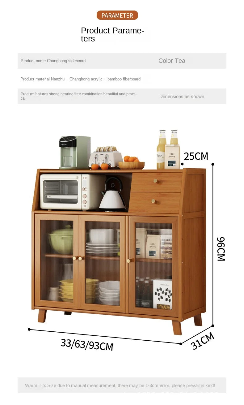 Bamboo solid wood kitchen cabinets furniture sideboard side table furniture