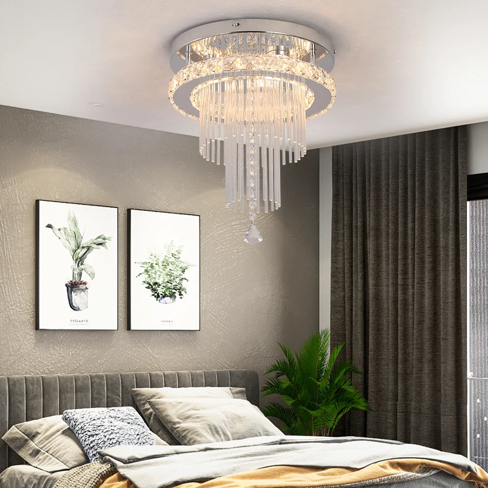 VETRULUS Modern Rain Drop Crystal Chandelier Luxury Ceiling  Light  Led