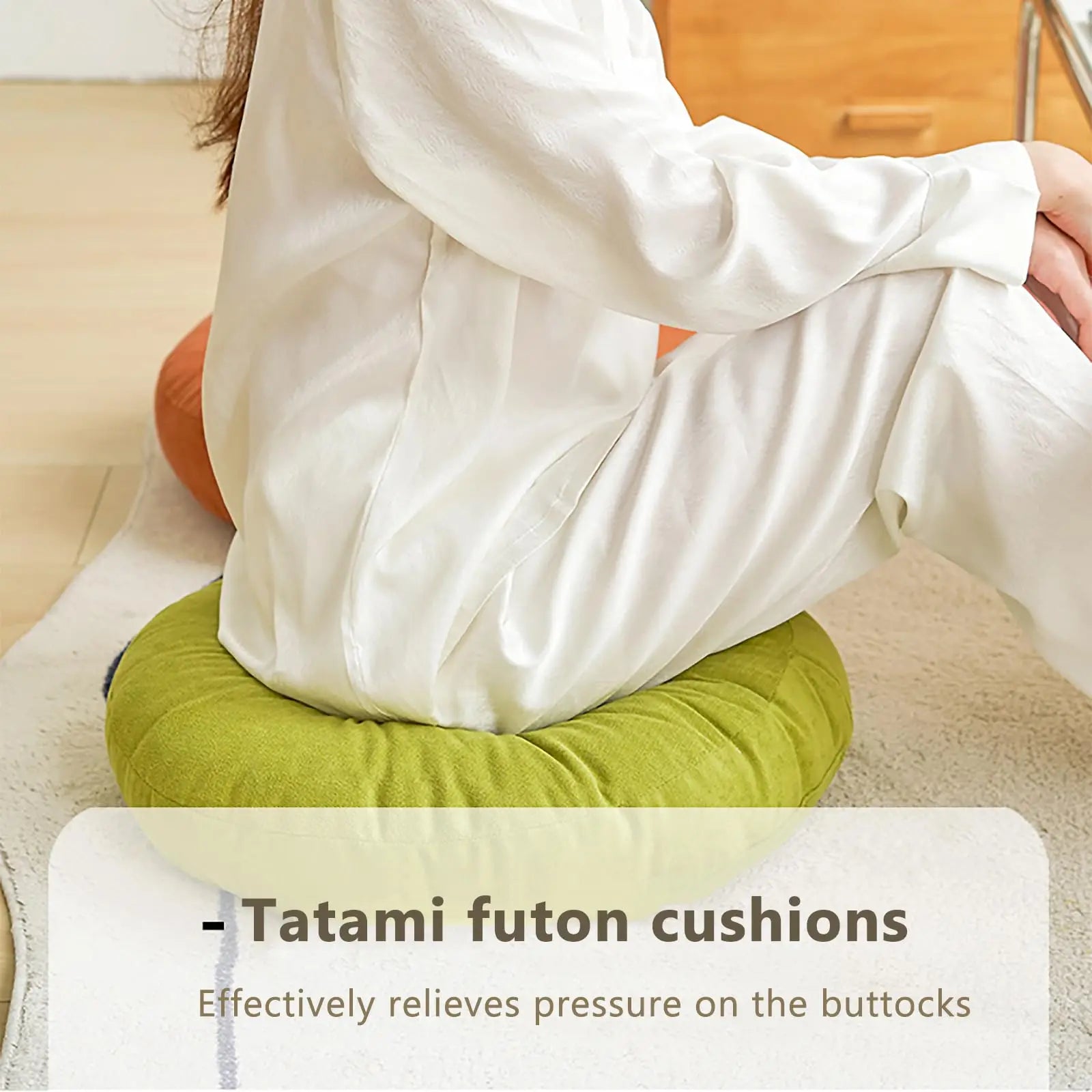Thick Round Cushion, Soft & Comfortable Full-Filled Meditation Yoga Pillow Orange