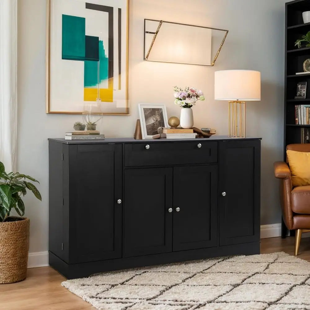 Sideboard Buffet Cabinet with Storage, Wooden Coffee Bar Cabinet Pantry