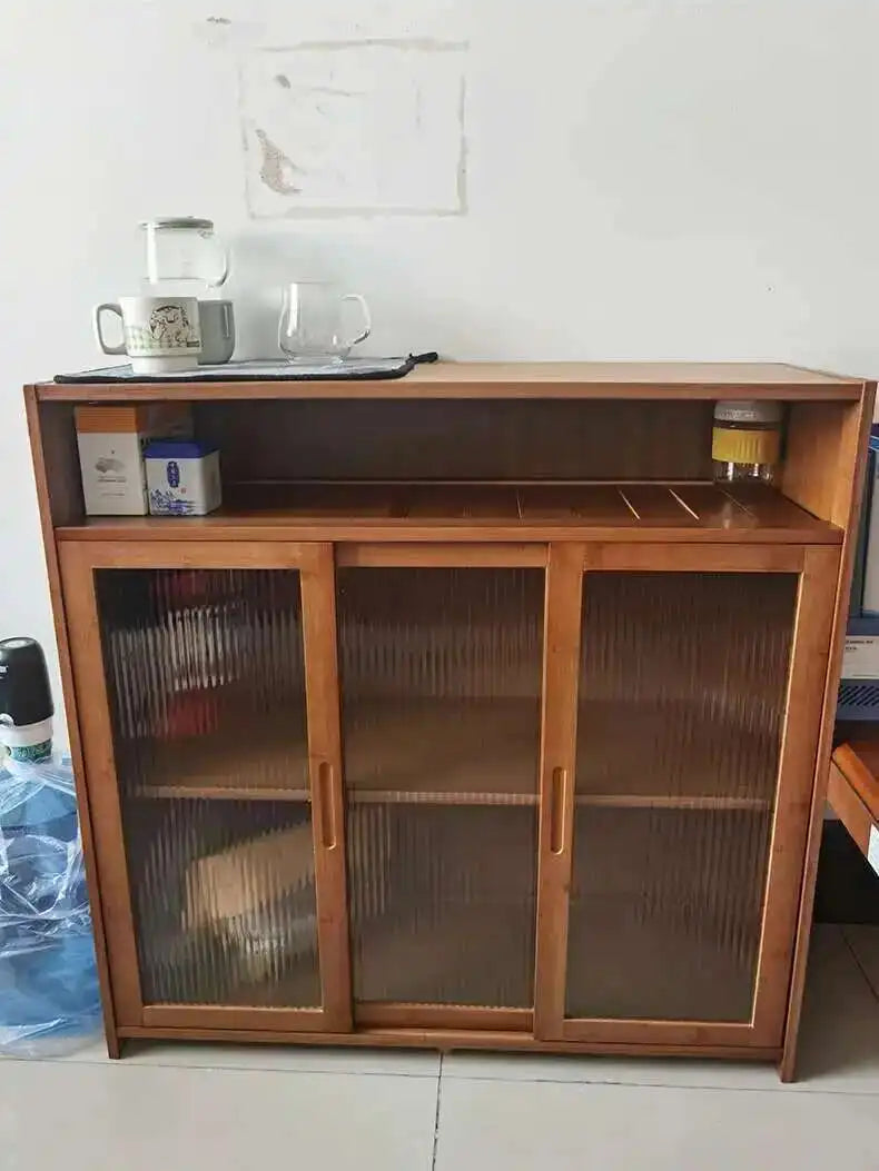 Modern Minimalist Kitchen Cabinet for Home Dust-proof Two-way Sliding Door