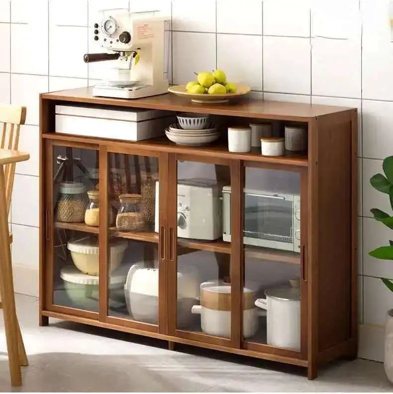 Modern Minimalist Kitchen Cabinet for Home Dust-proof Two-way Sliding Door