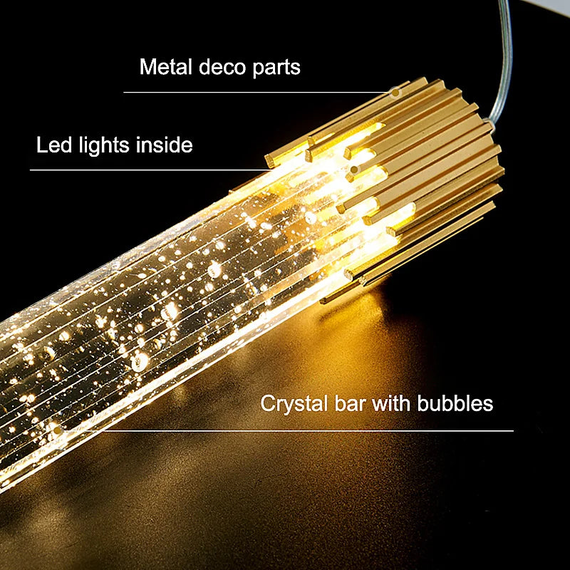 Modern Luxury Crystal Pendant Lamps Home Decor Bedside Hanging Light