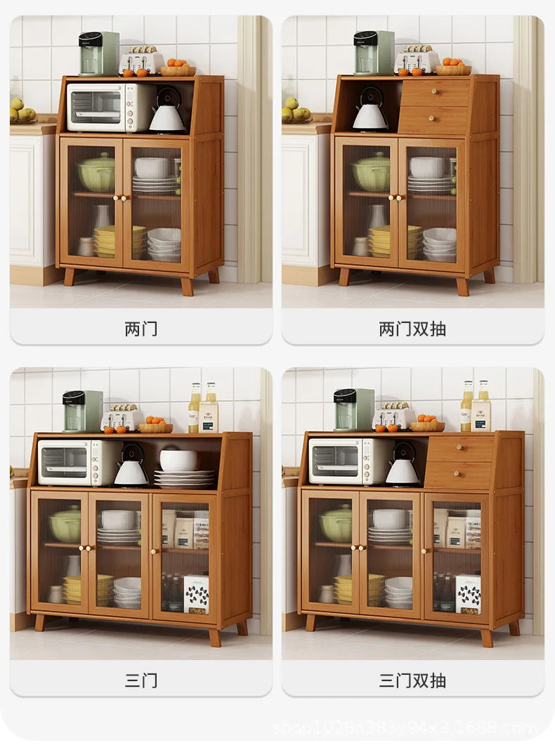 Bamboo solid wood kitchen cabinets furniture sideboard side table furniture