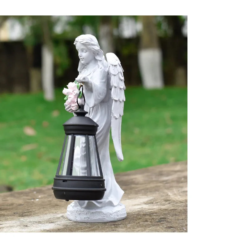 Angel Lantern Garden Statue Angel Girl Outdoor Solar Ornament Night Light