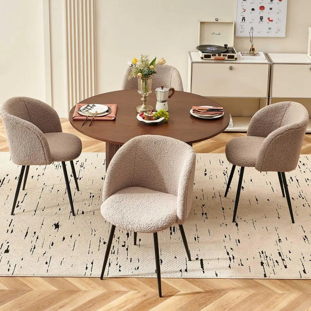 5Piece Wooden Round Dining Room Table and Chair Set, 47Inch Kitchen Table
