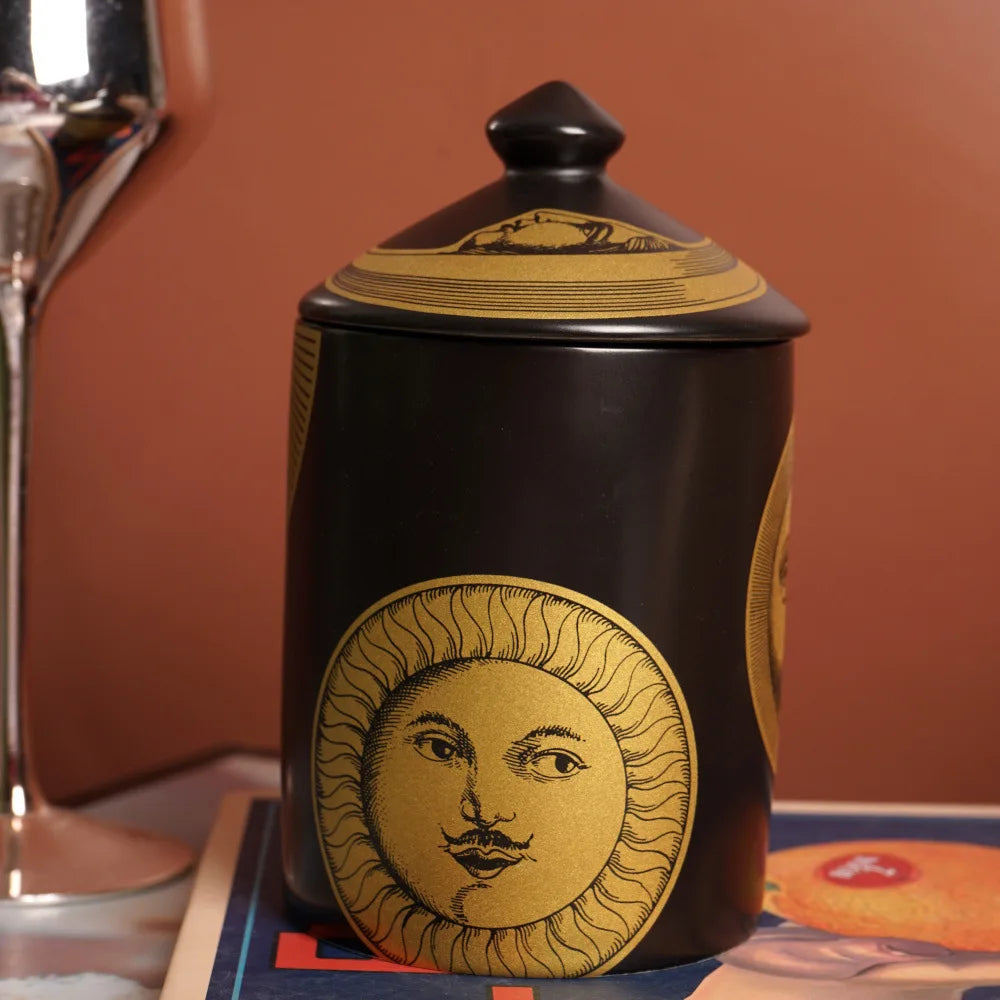 Ceramic Scented Candle Jar with Lid Exquisite Red Lip Ornament Jewelry Box