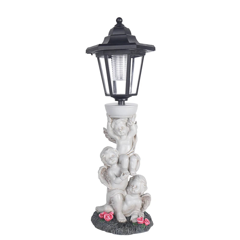 Solar Angel Sculpture Yard Light Resin Hexagonal Lamp Decorative Ornament