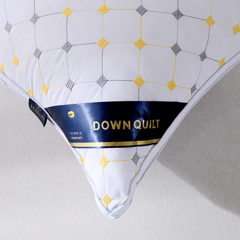 Quilted Down Pillow Soft White Single Pillow with Hotel-Quality Bed Pillow