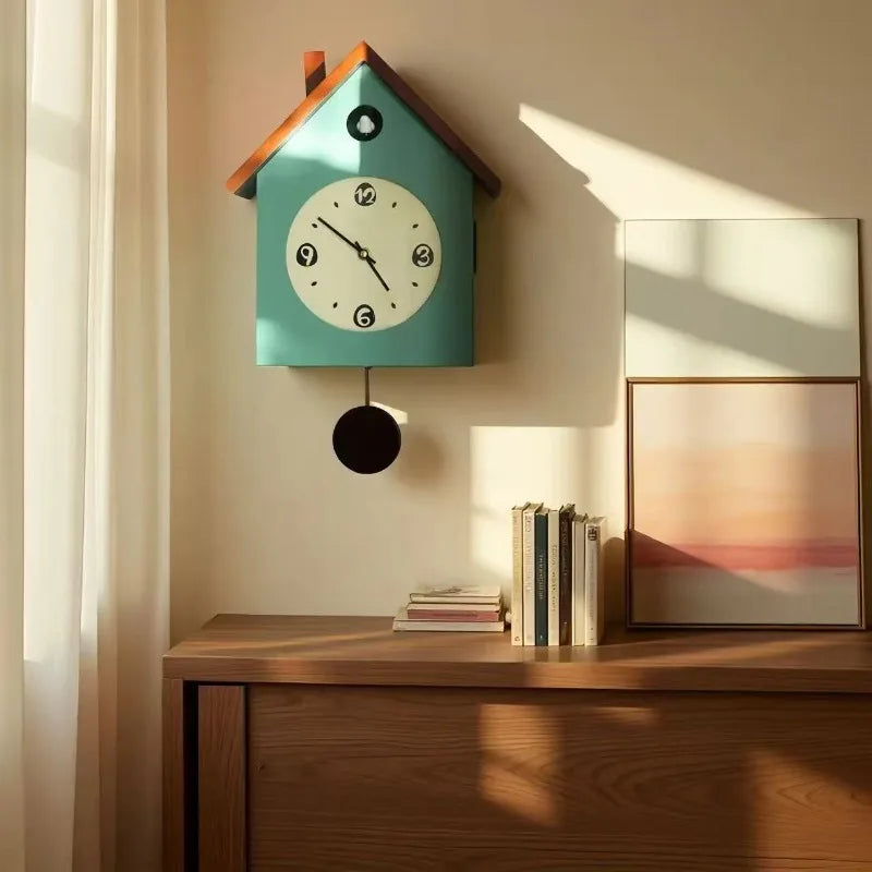 Wooden Cuckoo Bird Wall Clock Pendulum Creative Living Room Pendulum Clock