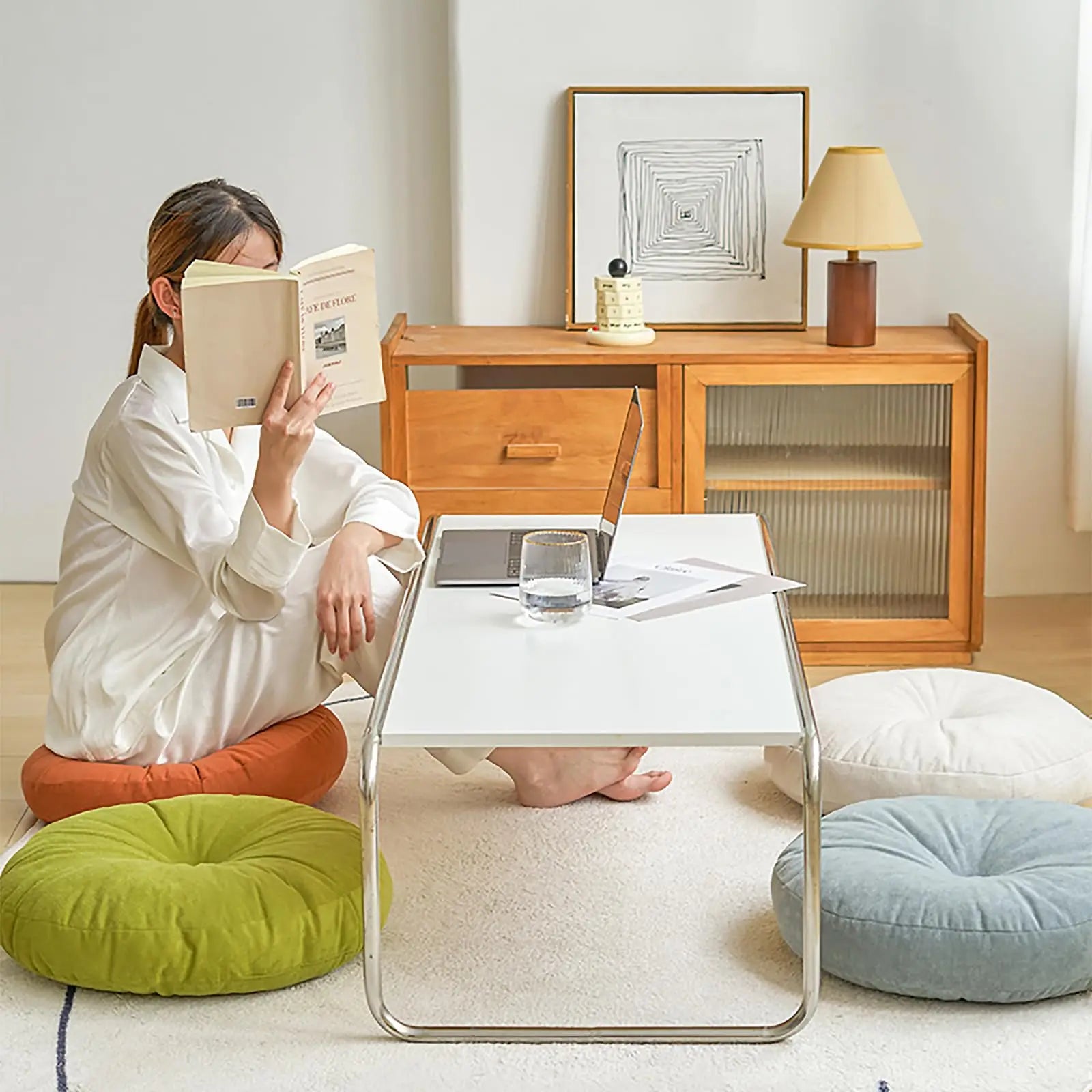 Thick Round Cushion, Soft & Comfortable Full-Filled Meditation Yoga Pillow Orange