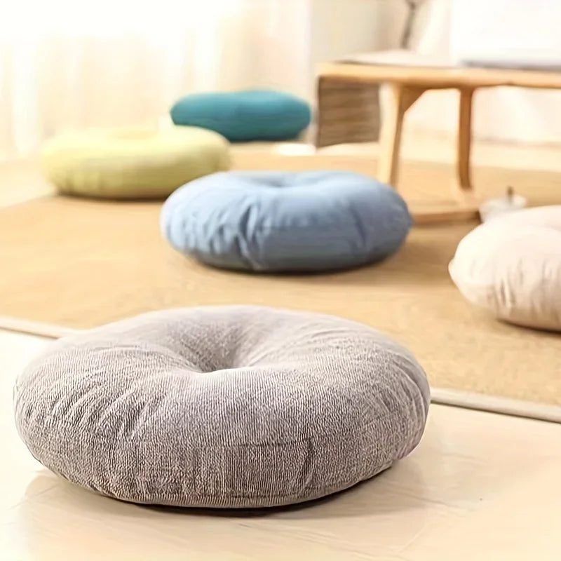 Thick Round Cushion, Soft & Comfortable Full-Filled Meditation Yoga Pillow Orange