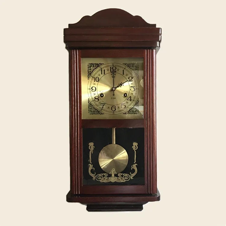 Retro Mechanical Wall Clock Vintage Clock Wind Pendulum Fengshui Town Clock