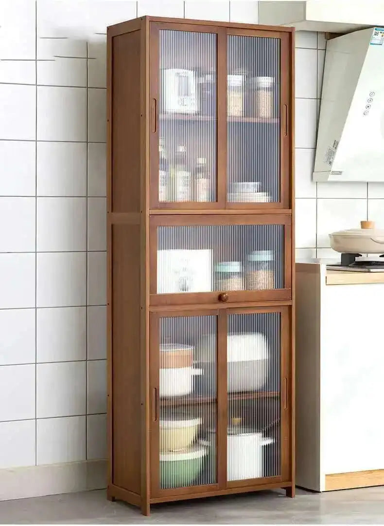 Modern Minimalist Kitchen Cabinet for Home Dust-proof Two-way Sliding Door