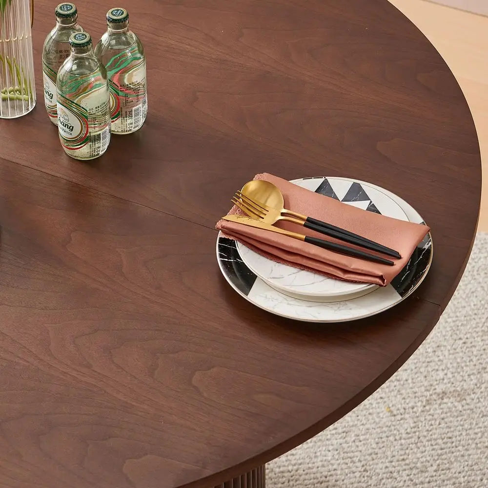 5Piece Wooden Round Dining Room Table and Chair Set, 47Inch Kitchen Table