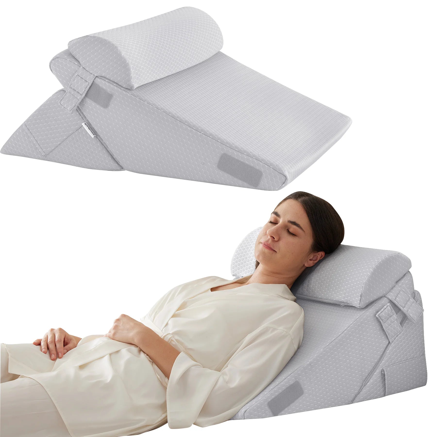 3pcs bed wedge pillow set, foam wedge pillow for back, leg and knee support