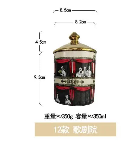 Ceramic Scented Candle Jar with Lid Exquisite Red Lip Ornament Jewelry Box