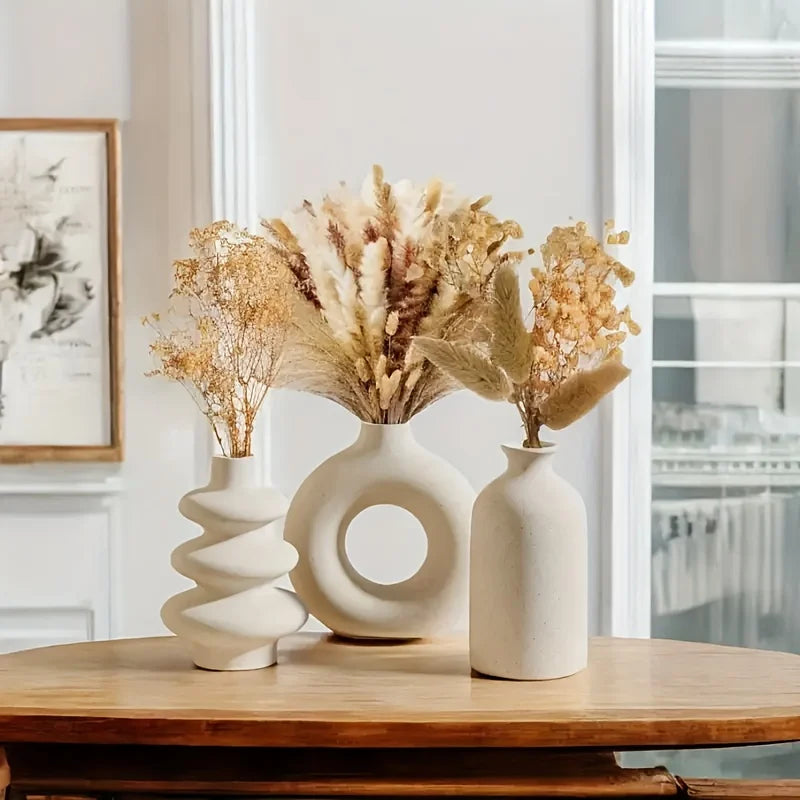 White Ceramic Bohemian Vase Set Creative home decoration vase ornaments