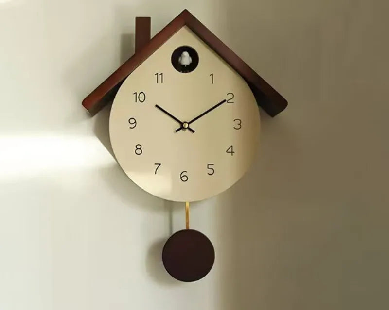 Wooden Cuckoo Bird Wall Clock Pendulum Creative Living Room Pendulum Clock