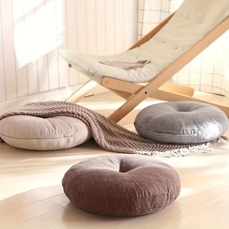 Thick Round Cushion, Soft & Comfortable Full-Filled Meditation Yoga Pillow Orange