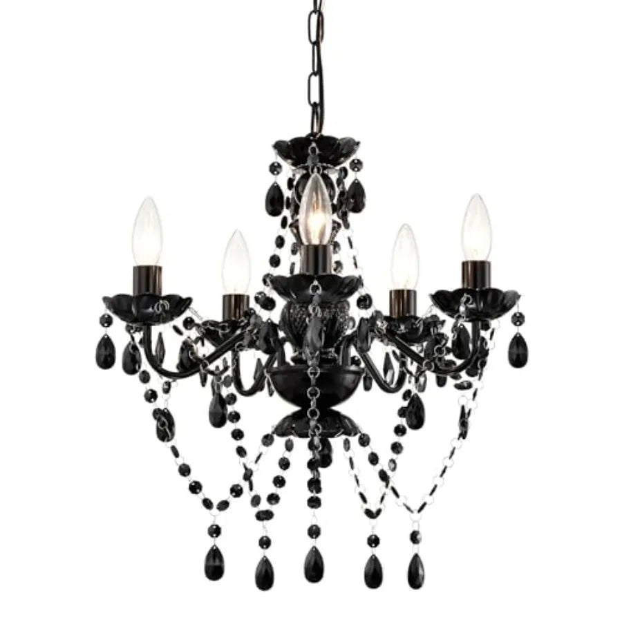 Colorful Small Crystal Chandelier for Girls Bedroom 5-Light Acrylic Chandelier