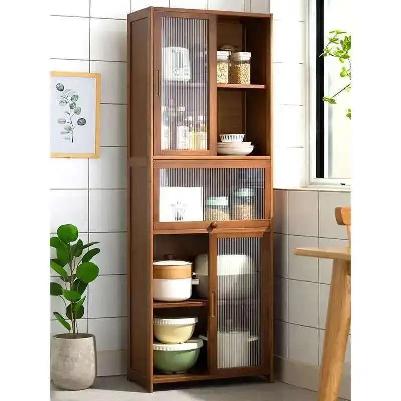 Modern Minimalist Kitchen Cabinet for Home Dust-proof Two-way Sliding Door