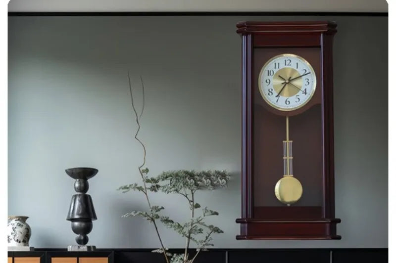 Wall Wooden Pendulum Clock Time Chime Vintage Classic Pendulum Clock Living