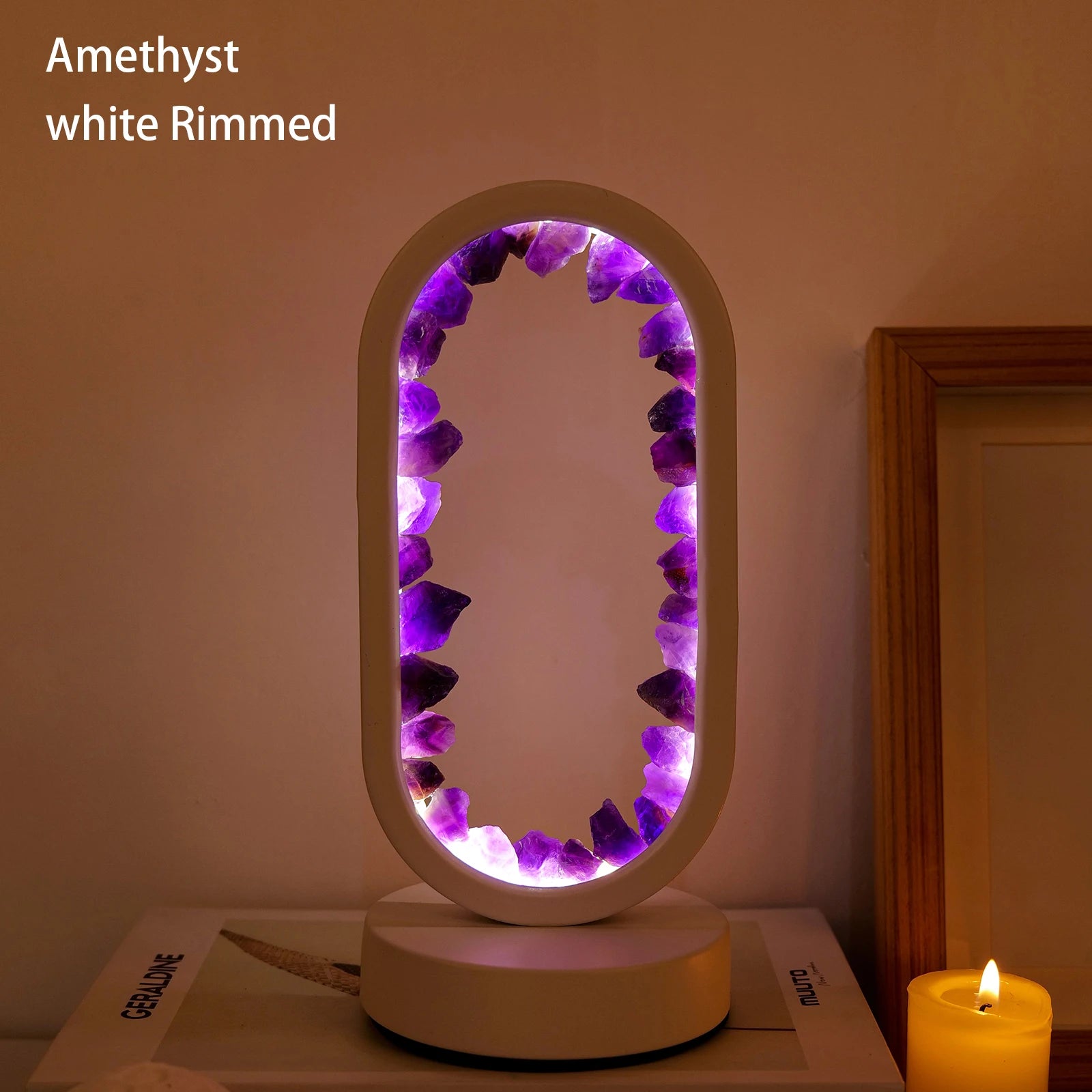 1PC LED Bedside Lamp | Natural Quartz & Amethyst Raw Stone Crystal Lamp