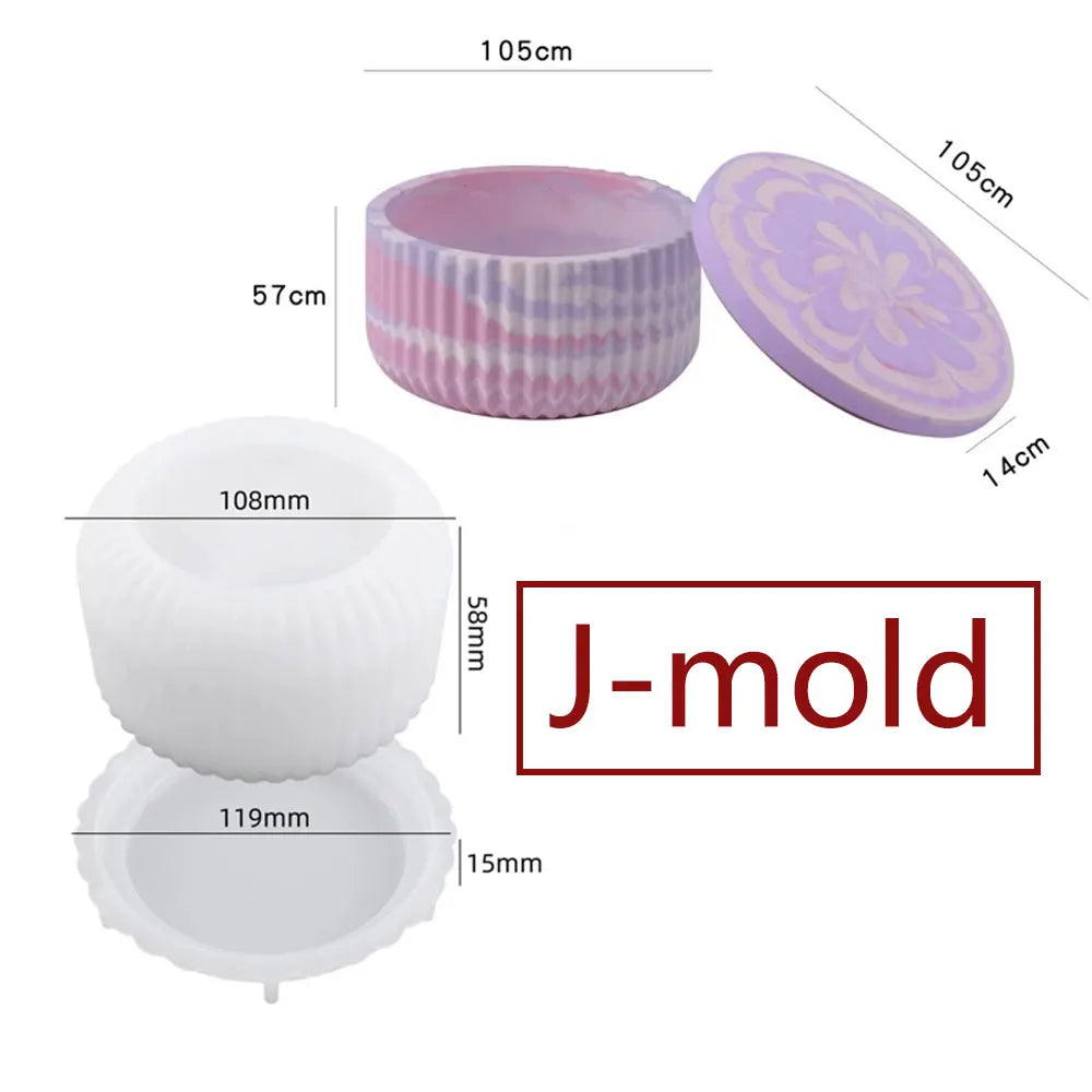 Concrete Lava Jar Candle Cup Mold DIY Round Plaster Storage Box Cement Plant
