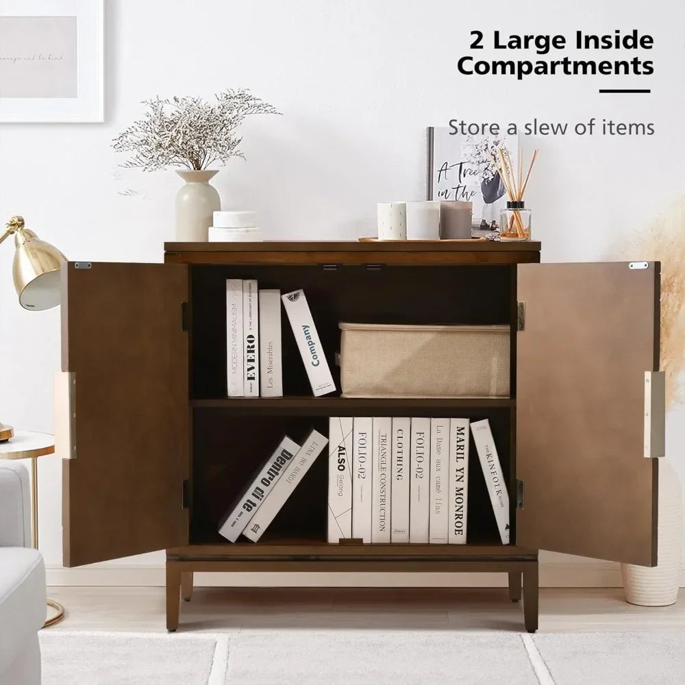 Mid-Century Modern Carved Wood Sideboard Buffet Geometric
