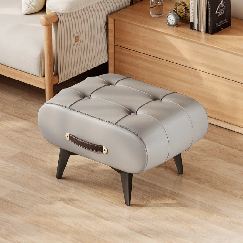 Foldable Foot Stool Extra Thick PU Leather & High-Density Foam Portable