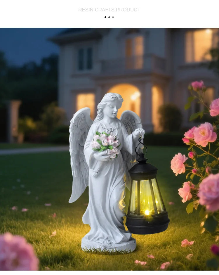 Angel Lantern Garden Statue Angel Girl Outdoor Solar Ornament Night Light