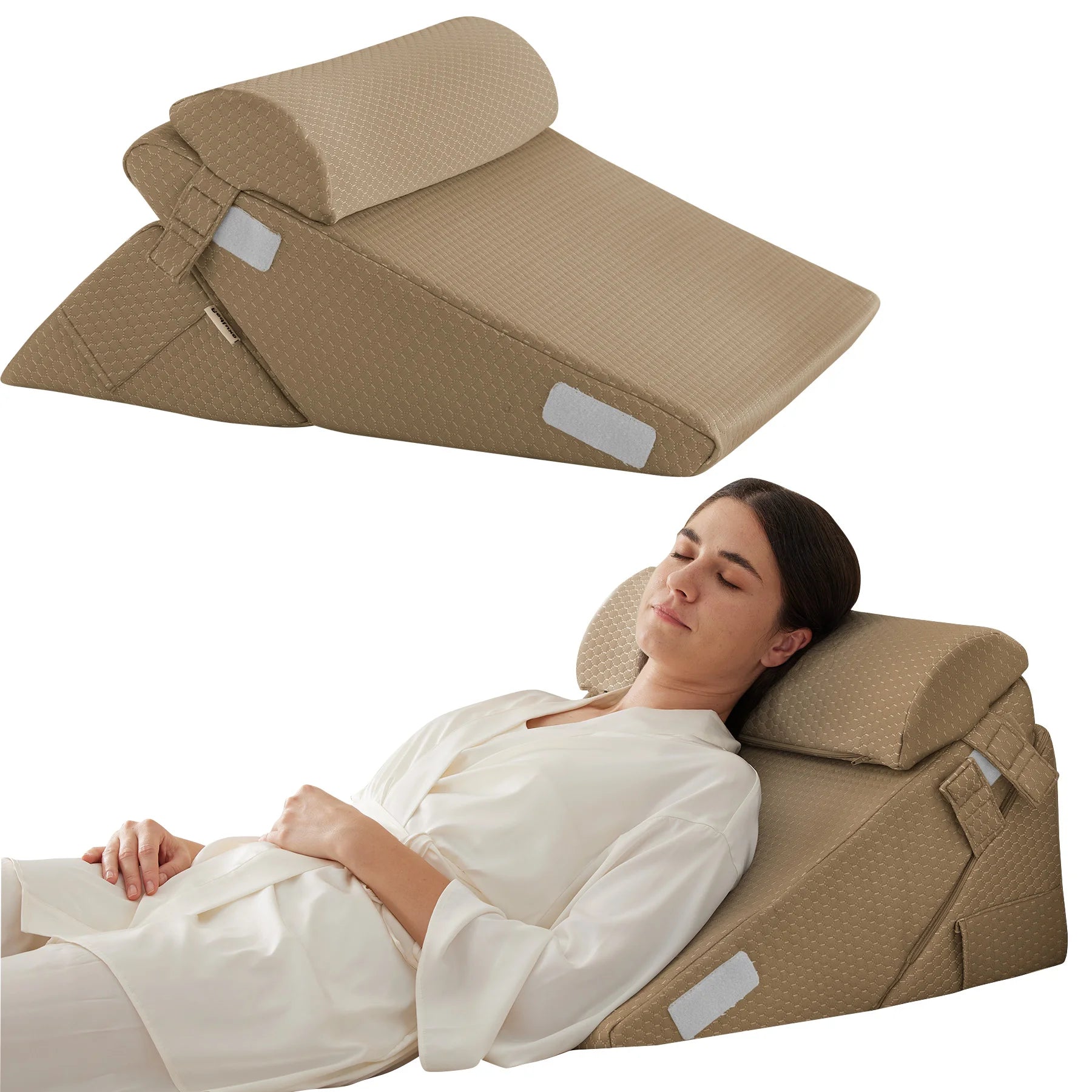 3pcs bed wedge pillow set, foam wedge pillow for back, leg and knee support