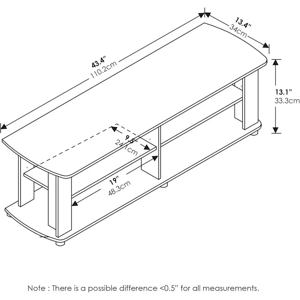 3-Tier Entertainment Center with Open Shelves Storage for Living Room