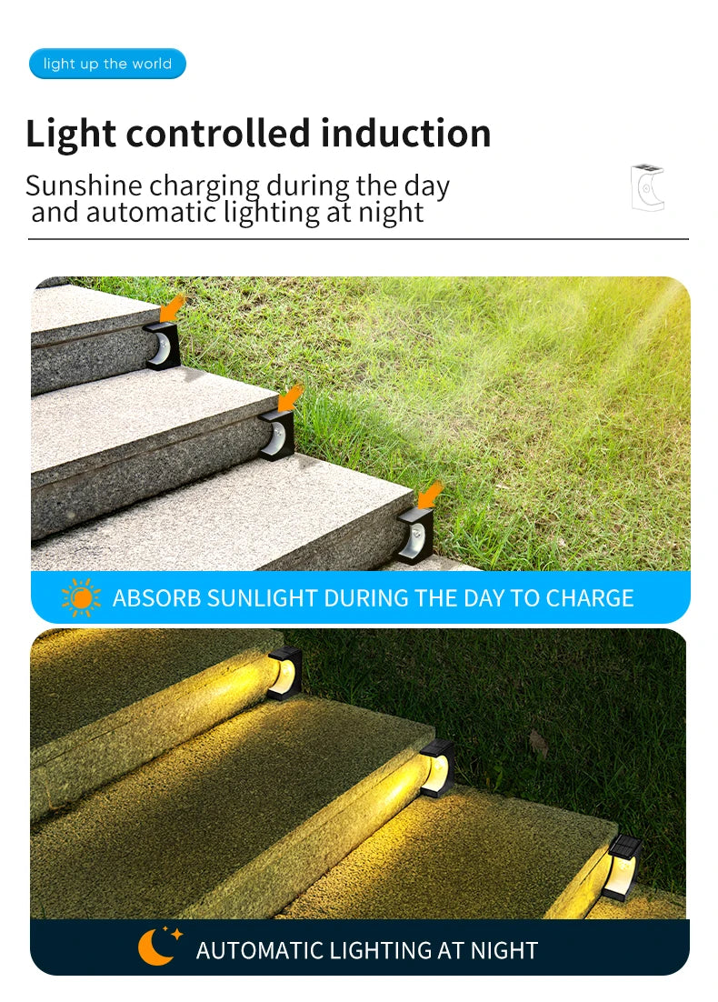 8/12Pcs Solar Step Lights Pathway Stair Outdoor Garden Lights Waterproof Lights