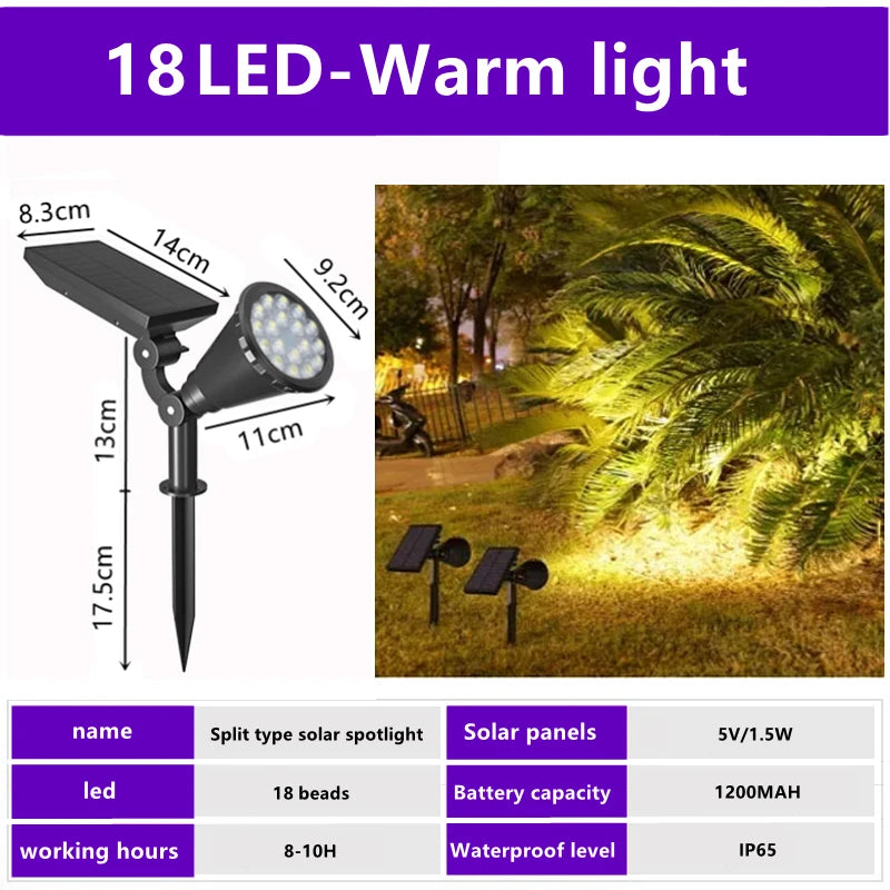 Unique Design 18 Led Rgb Spot Light Waterproof Garden Led Solar Stake