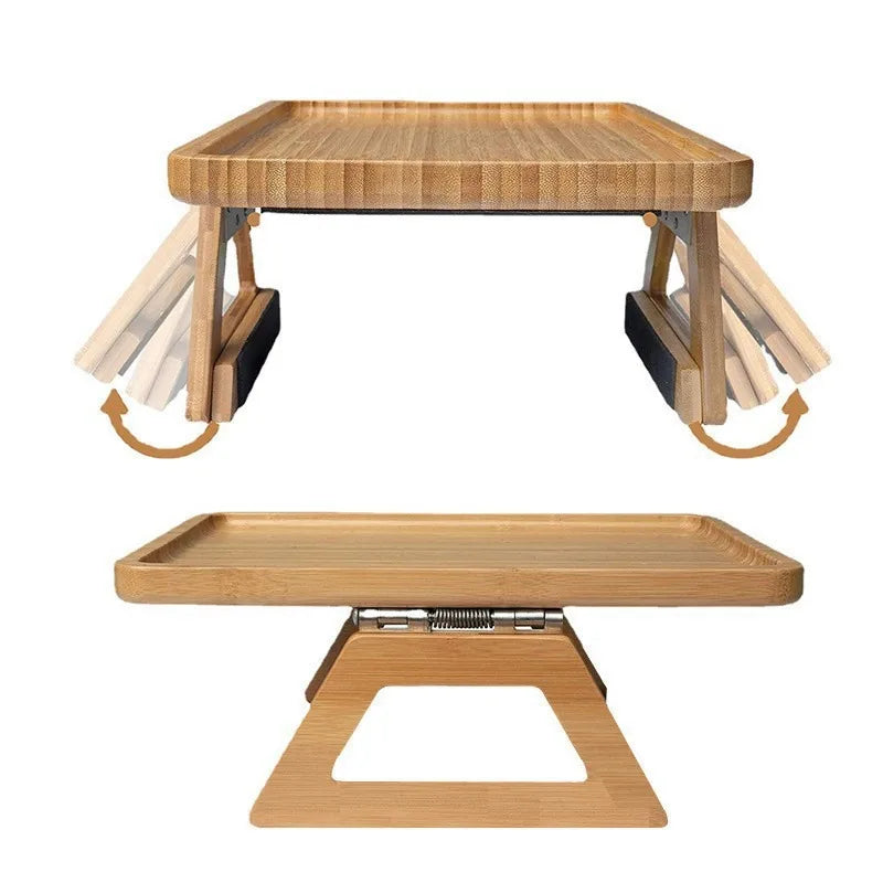 1pcs Wood Sofa Arm Tray Foldable Rectangular Snack & Fruit Platter