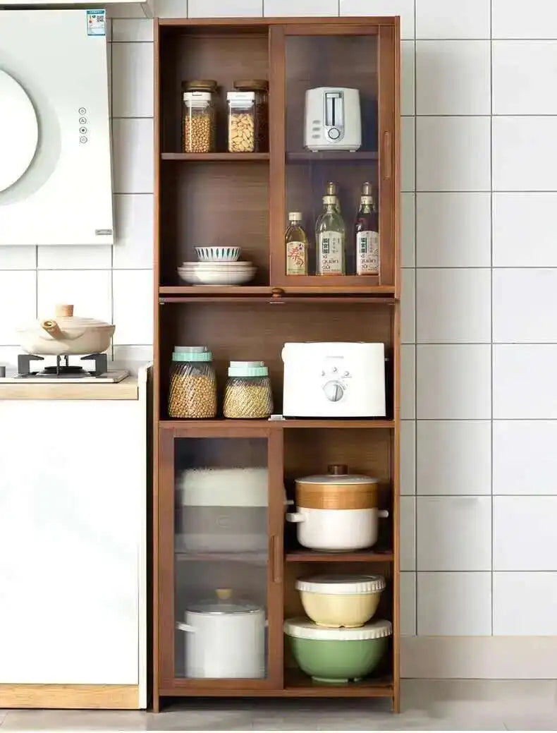 Modern Minimalist Kitchen Cabinet for Home Dust-proof Two-way Sliding Door