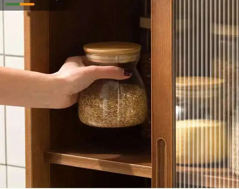 Modern Minimalist Kitchen Cabinet for Home Dust-proof Two-way Sliding Door