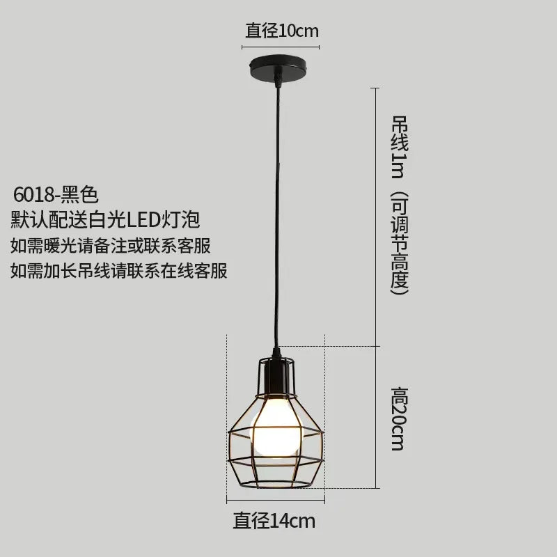 Vintage Pendant Light Hemp Rope Iron Art Industrial Style Originality Chandelier
