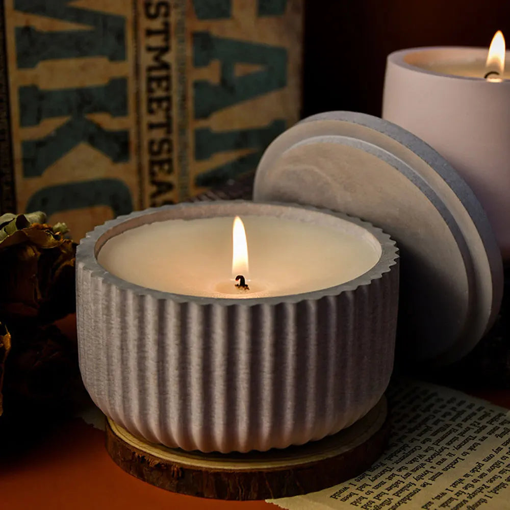 Concrete Lava Jar Candle Cup Mold DIY Round Plaster Storage Box Cement Plant