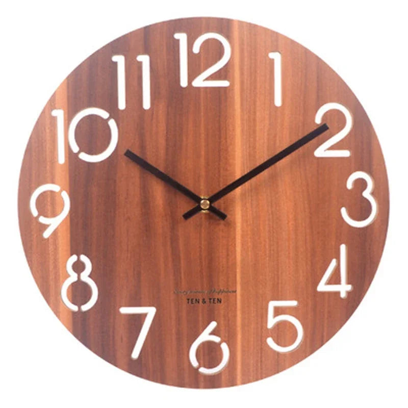 Wooden 3D Wall Clock Modern Design Nordic Brief Living Room Decoration