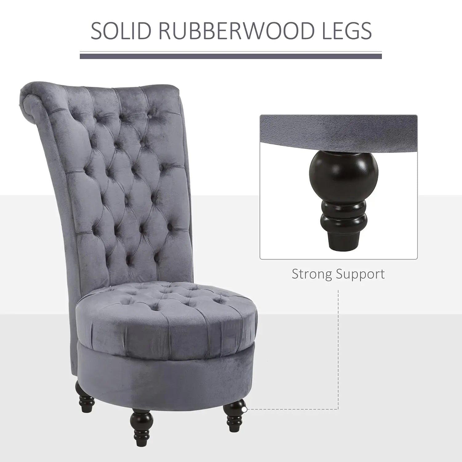 Retro High Back Armless Accent Chair Upholstered Tufted Fabric Living Room