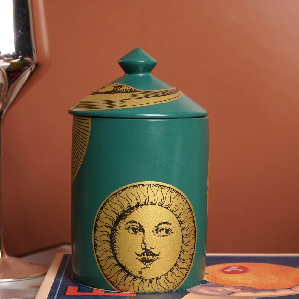 Ceramic Scented Candle Jar with Lid Exquisite Red Lip Ornament Jewelry Box