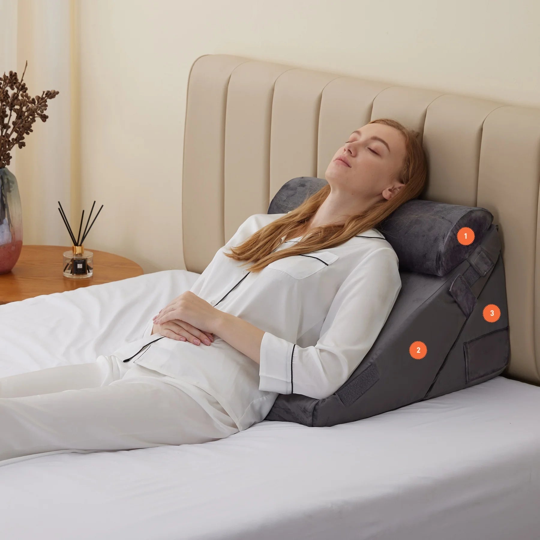 3pcs bed wedge pillow set, foam wedge pillow for back, leg and knee support